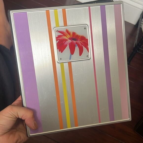 200 Picture Photo Album - NEW - Purple Striped & Flower Hardcover Photo Album - Picture 4 of 4